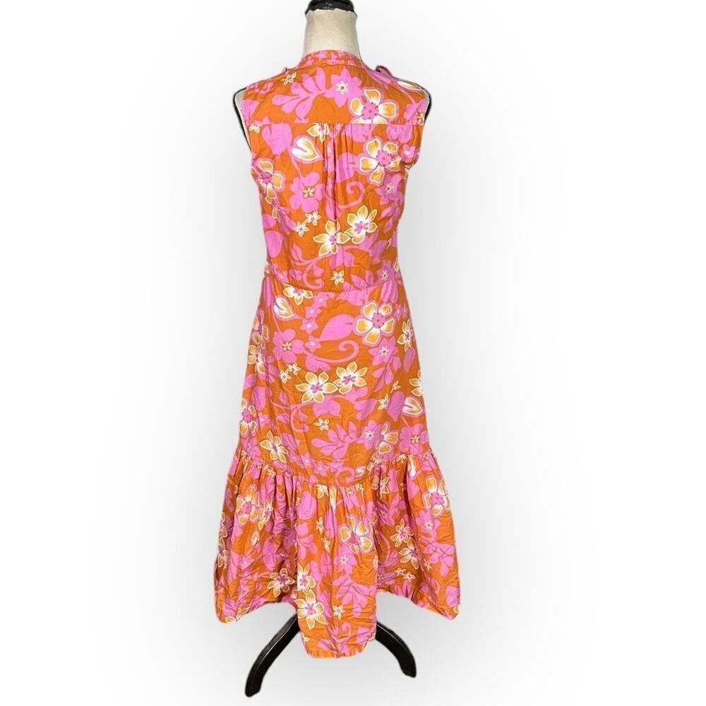 Warm Sierra Midi Dress Women's Size 1 Pink Orange Floral Ruffle Sleeveless RTR - Picture 5 of 15